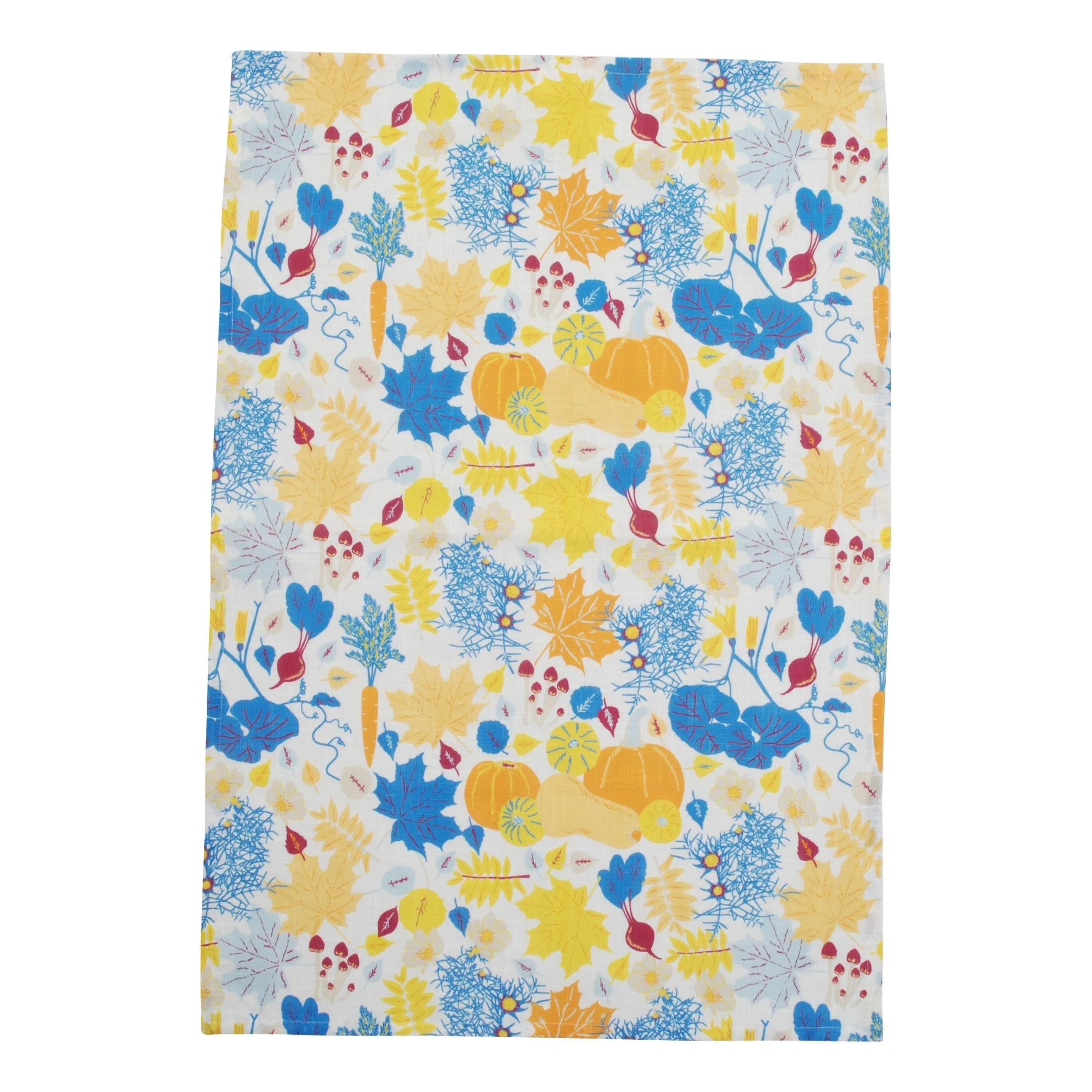 Fall Flowers - Blue Tea Towel