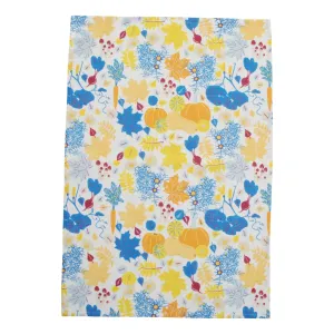 Fall Flowers - Blue Tea Towel