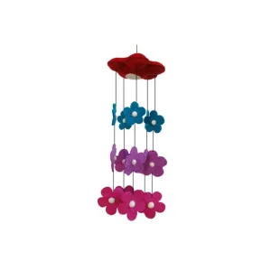 Felted Colorful Flowers Mobile Hanging