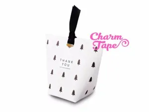 Festive Trees Simple Gift Box with Black Ribbon Packaging Party Favors 5/20 counts PB013