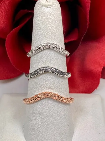 Floral Curved Band, Simple Double Flower, Vintage Jewelry Design#D512