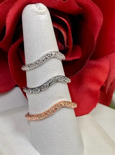 Floral Curved Band, Simple Double Flower, Vintage Jewelry Design#D512