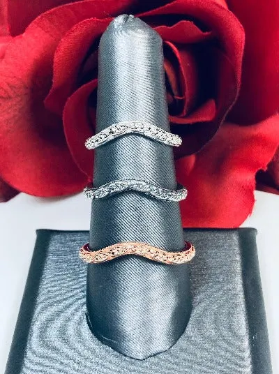 Floral Curved Band, Simple Double Flower, Vintage Jewelry Design#D512