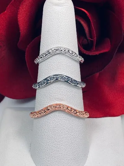 Floral Curved Band, Simple Double Flower, Vintage Jewelry Design#D512