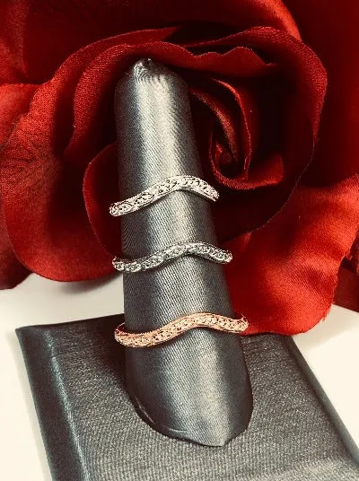 Floral Curved Band, Simple Double Flower, Vintage Jewelry Design#D512