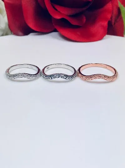 Floral Curved Band, Simple Double Flower, Vintage Jewelry Design#D512