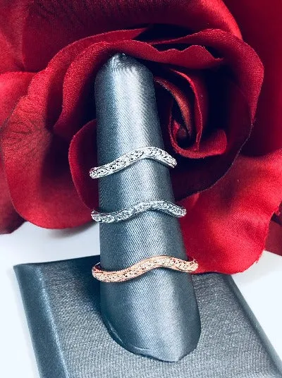 Floral Curved Band, Simple Double Flower, Vintage Jewelry Design#D512