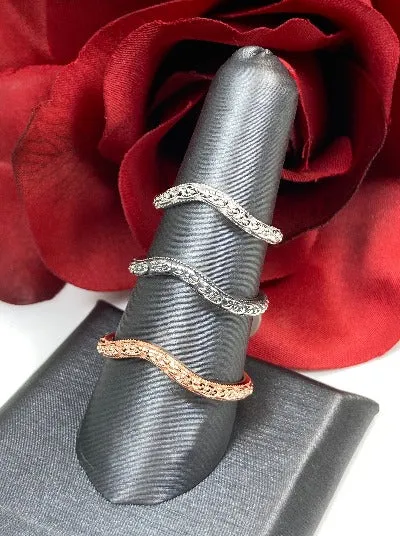 Floral Curved Band, Simple Double Flower, Vintage Jewelry Design#D512