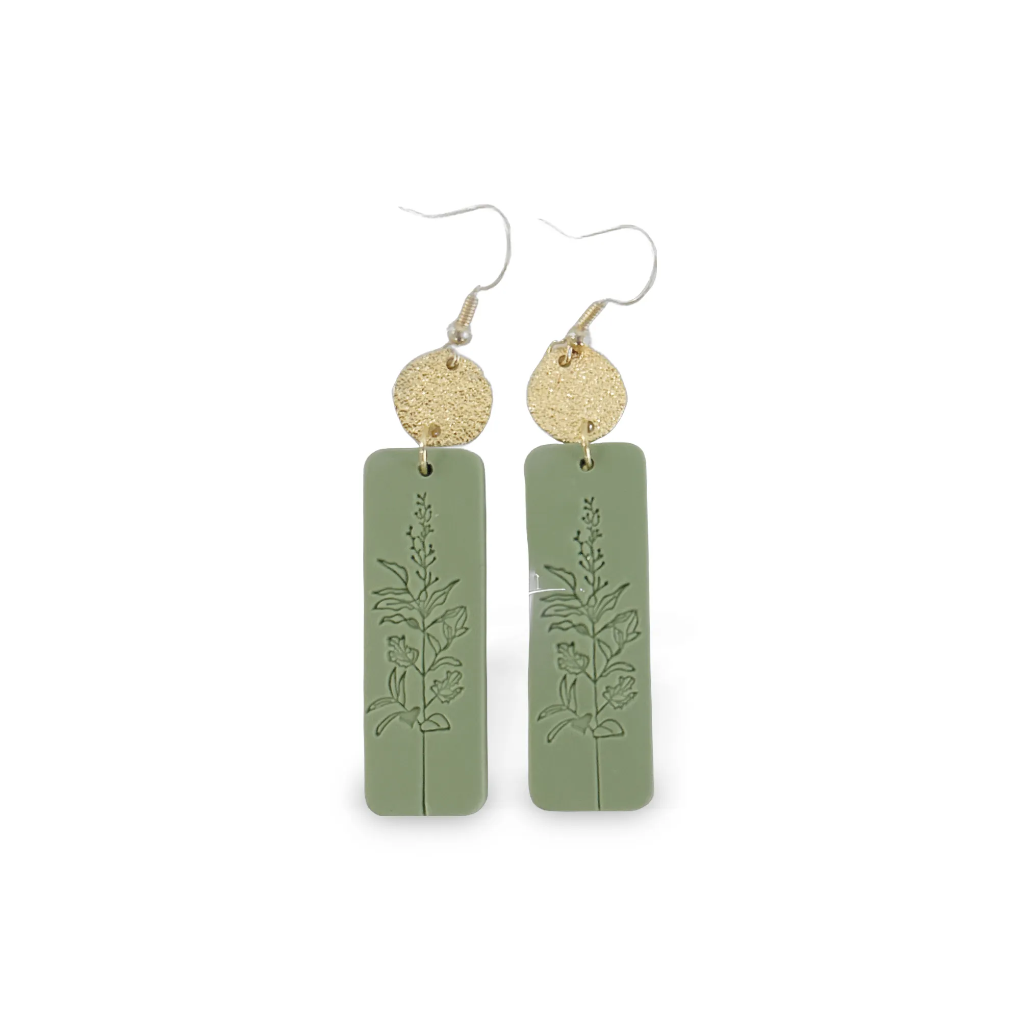 Floral Stamped Rectangle Earrings