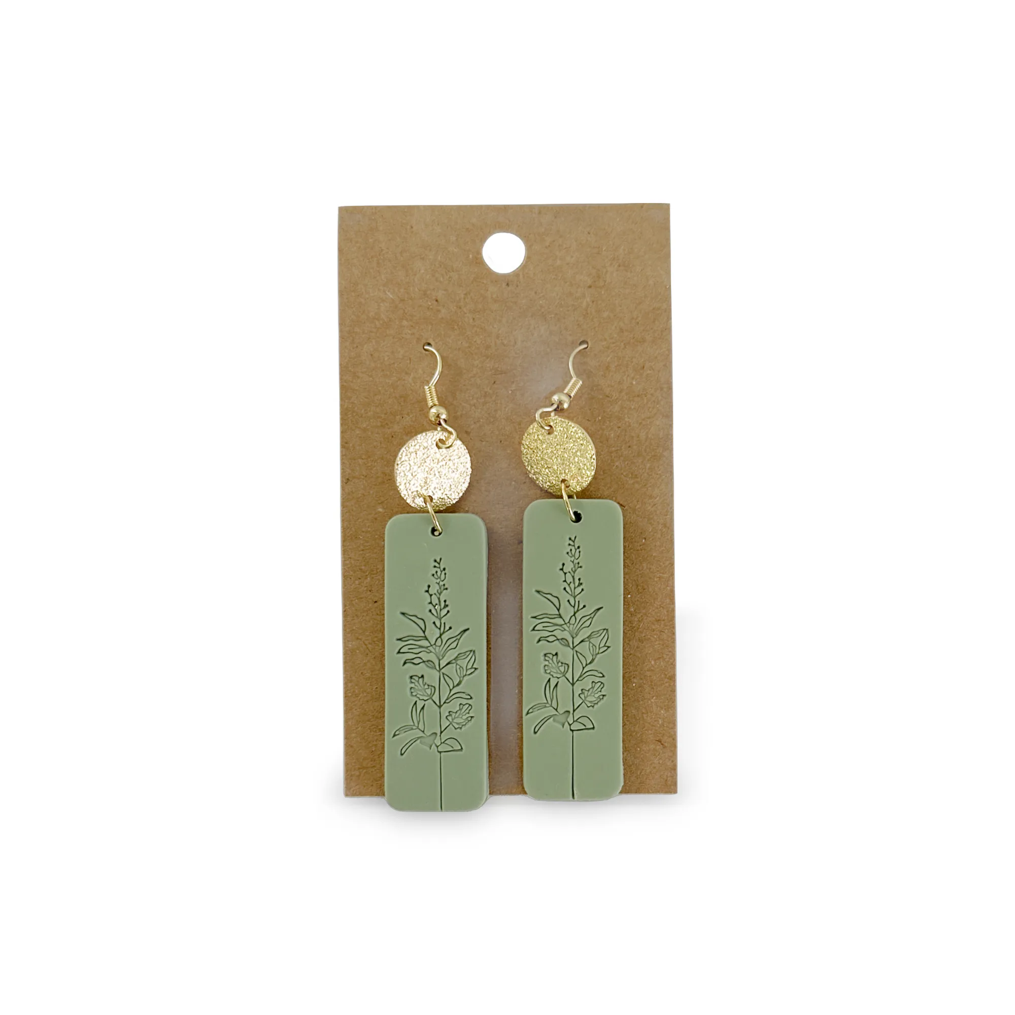 Floral Stamped Rectangle Earrings