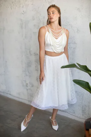 FLORAL TULLE MIDI SKIRT