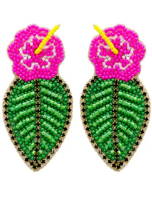 Flower Palm Beaded Earrings