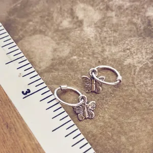 flutter // itty bitty sterling silver butterfly hoop sleeper earrings⁣