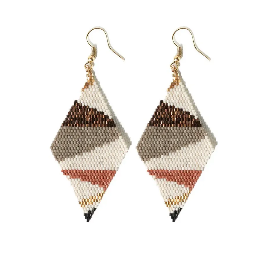 Frida Angled Stripes Beaded Earrings Mixed Metallic