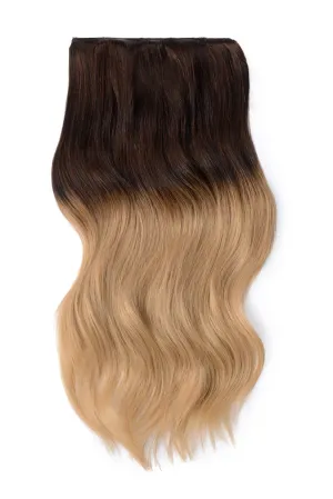 Full Head Clip in Remy Human Hair Extensions - Chocolate Honey Ombre (#T4/27)
