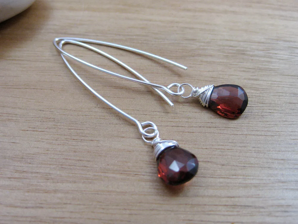 Garnet Sterling Silver Drop Earrings