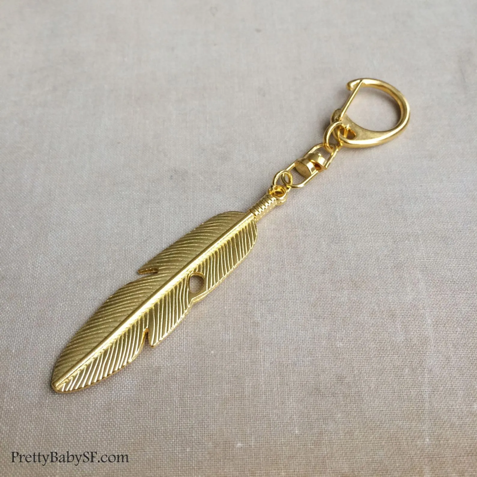 Gold Feather Boho Keychain
