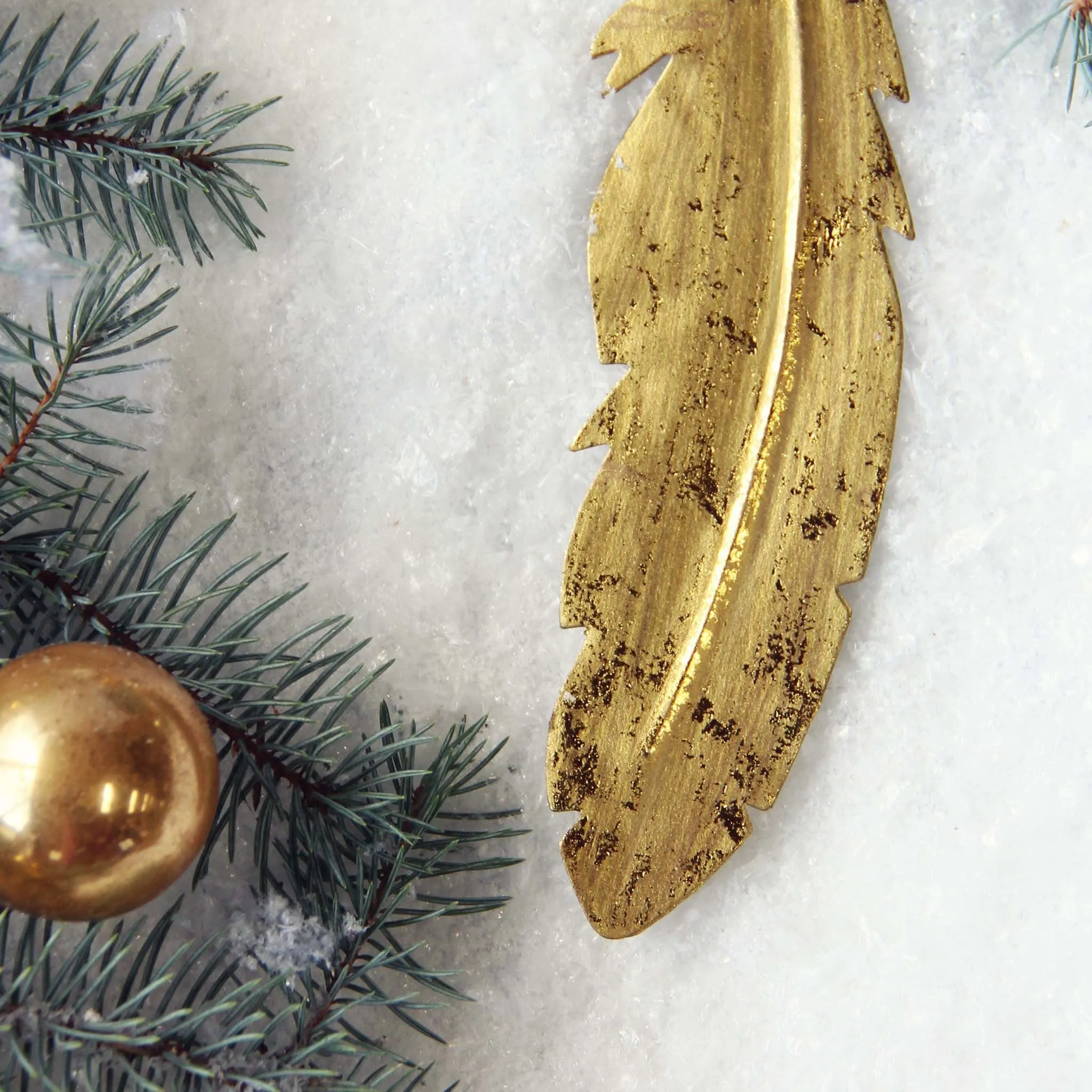 Gold Feather Ornament