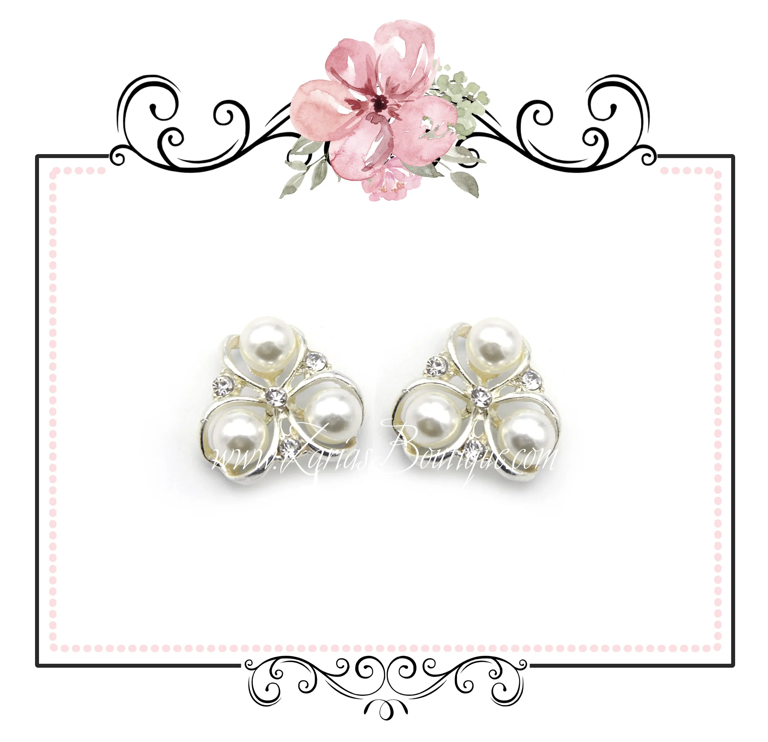 Gold Pearl Crystal Flat Back Embellishment x 2 ~ Bow Centre ~ Jewellery