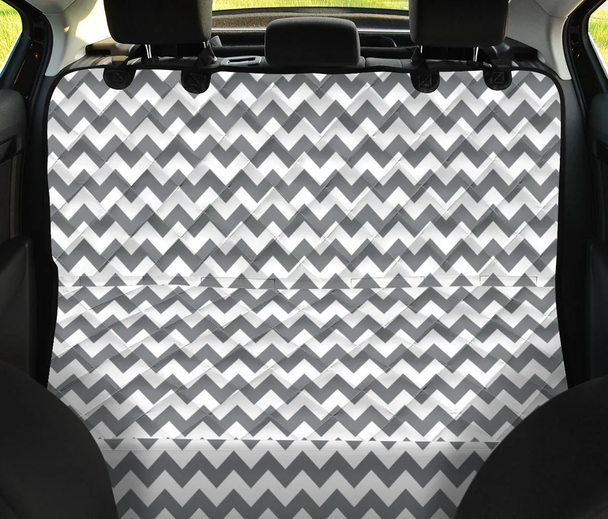 Gray and White Chevron Back Bench Seat Cover Protector For Pets