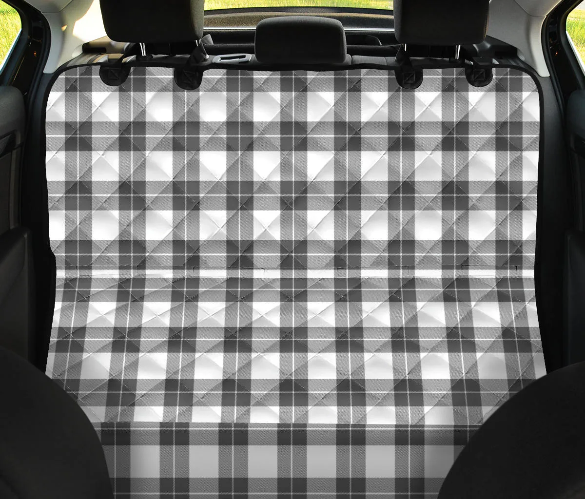 Gray and White Plaid Dog Hammock Back Seat Protector For Pets
