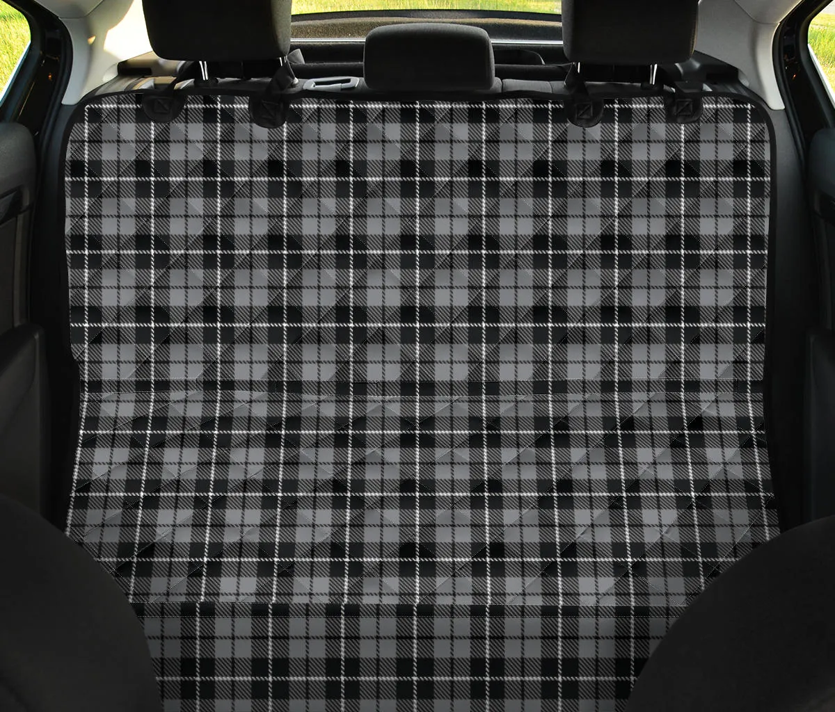 Gray, Black and White Plaid Pet Hammock Back Seat Cover For Dogs