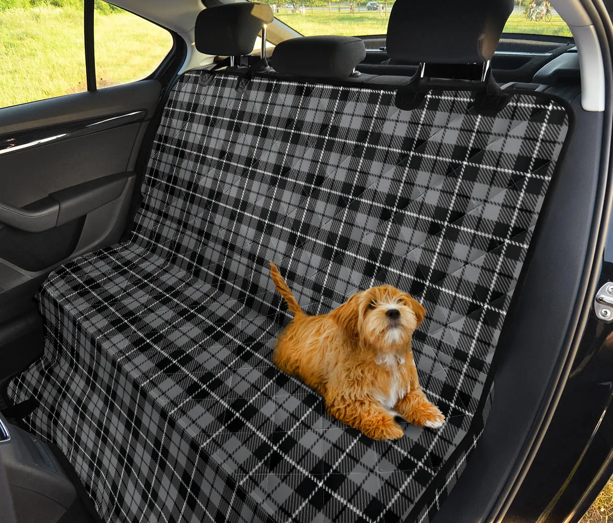 Gray, Black and White Plaid Pet Hammock Back Seat Cover For Dogs