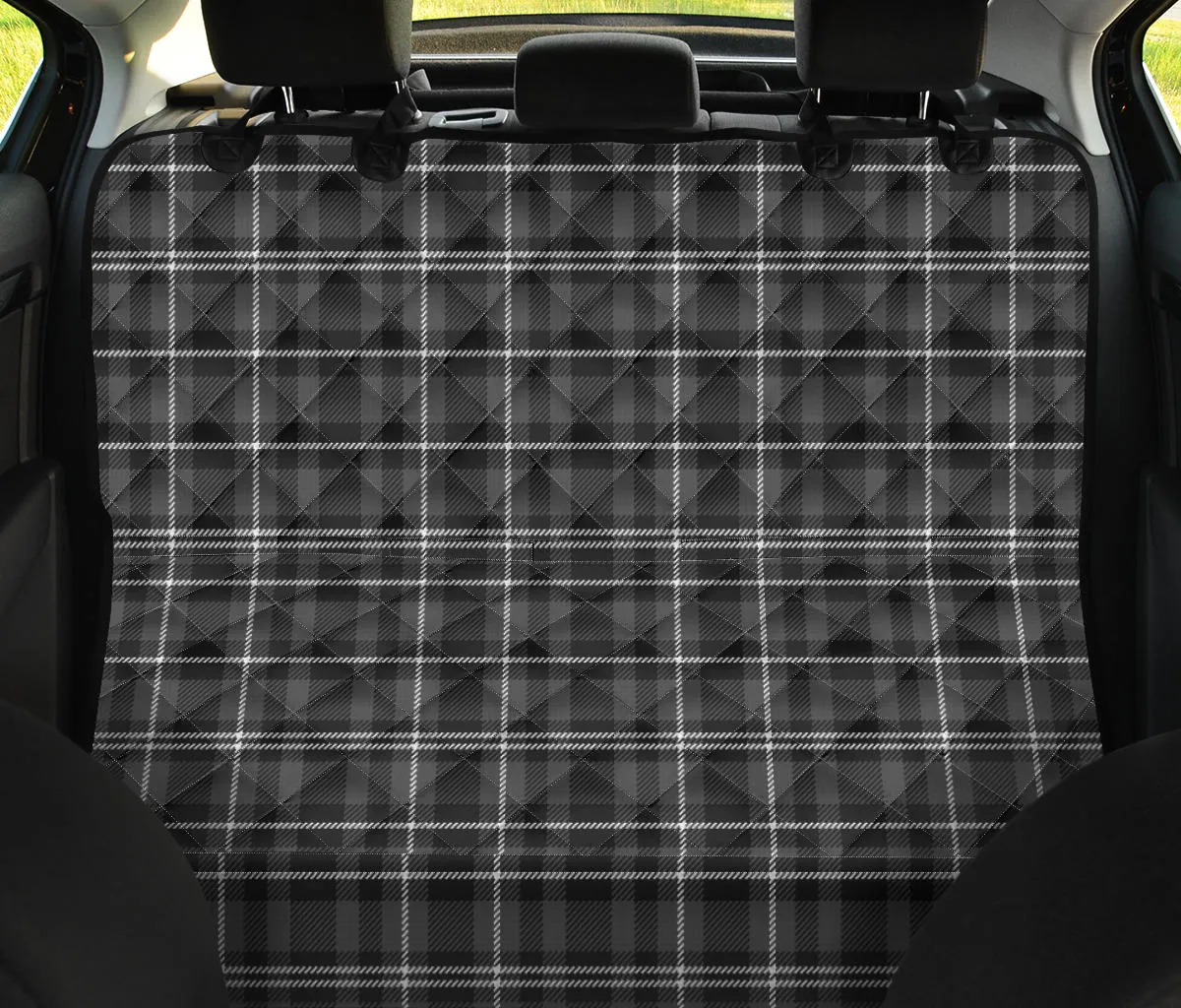 Gray Plaid Tartan Back Seat Pet Hammock