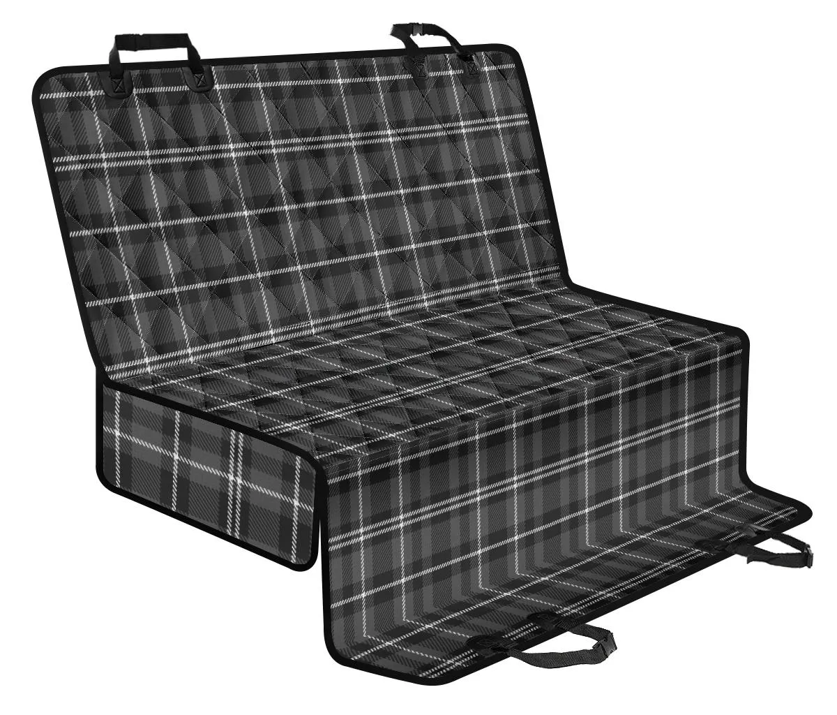 Gray Plaid Tartan Back Seat Pet Hammock