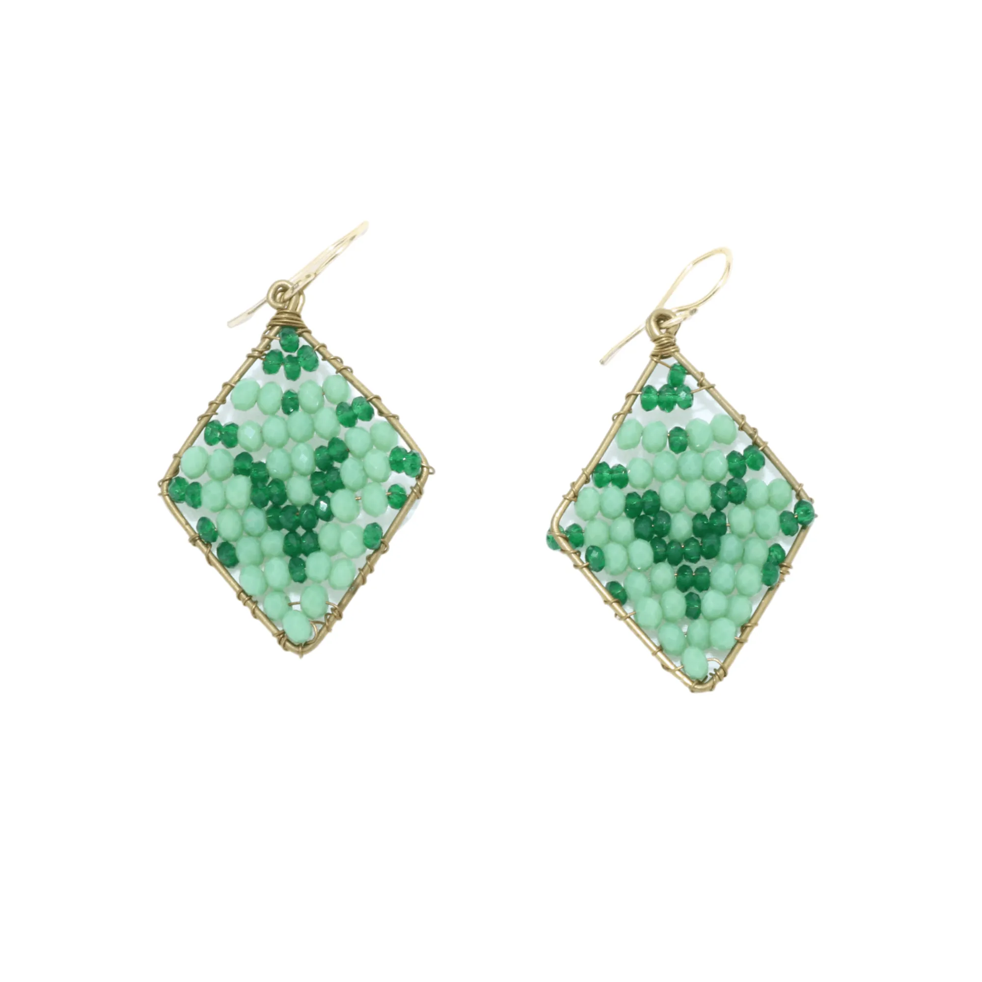 Green Delica Beaded Earrings