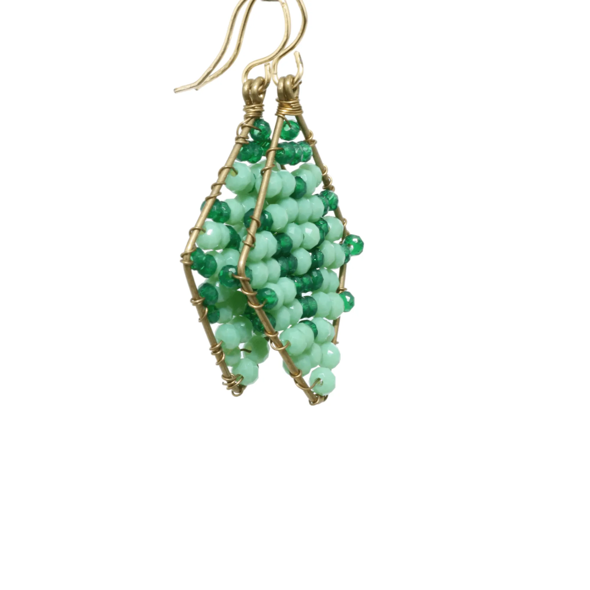 Green Delica Beaded Earrings