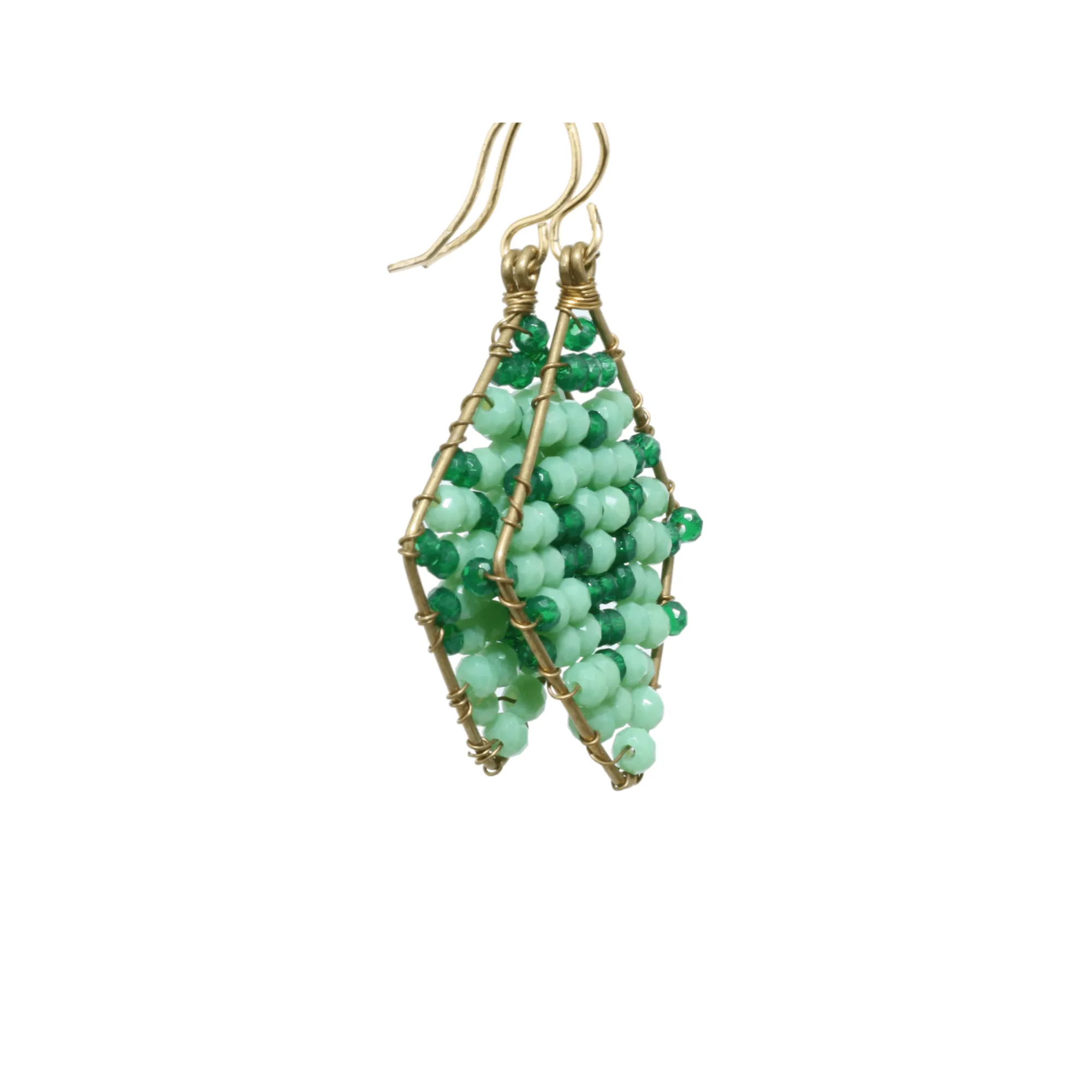 Green Delica Beaded Earrings
