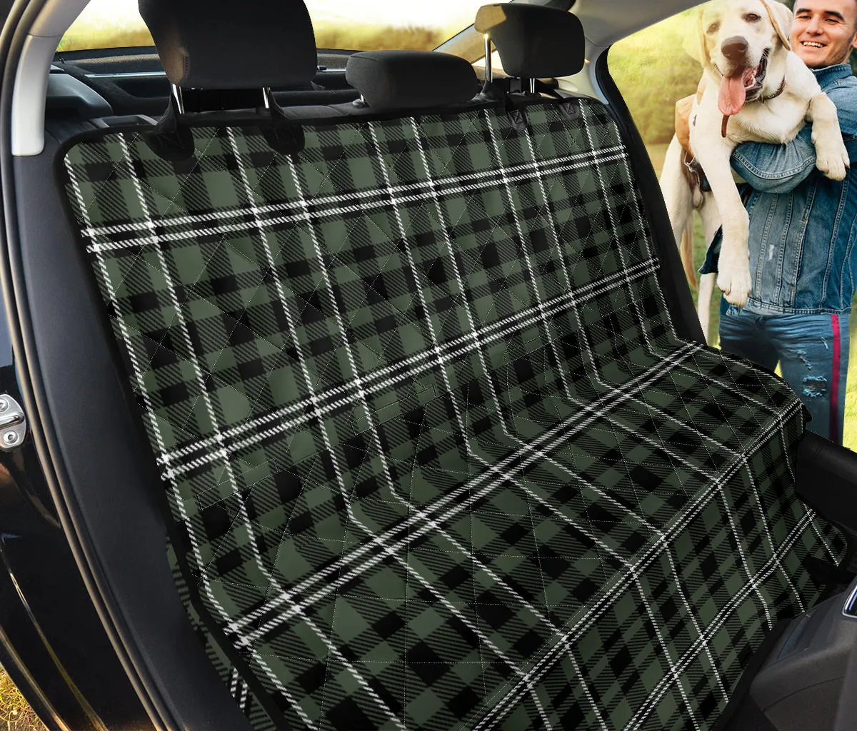Green, White and Black Plaid Tartan Back Seat Cover For Pets