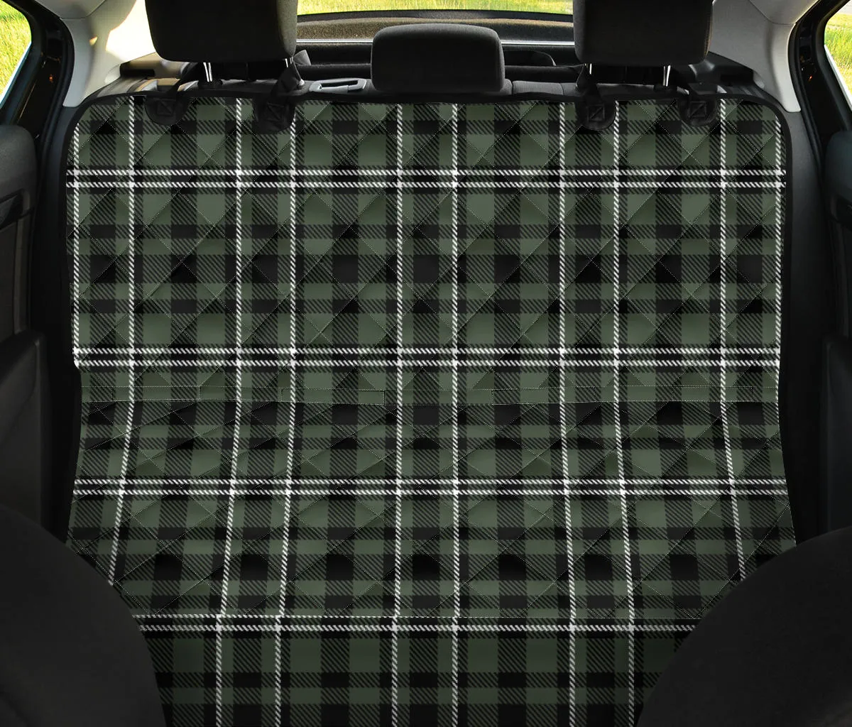 Green, White and Black Plaid Tartan Back Seat Cover For Pets