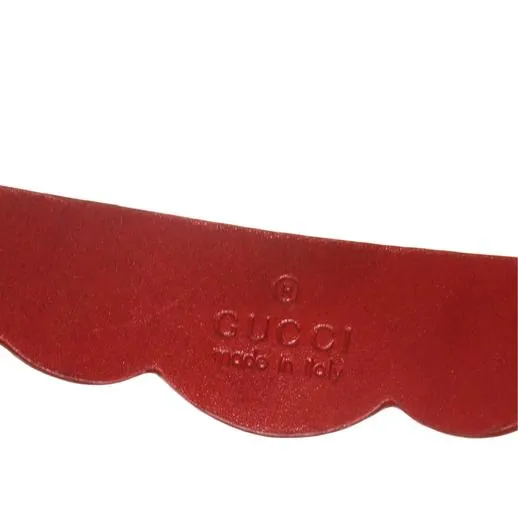 Gucci Crystal Feline Head Leather Bracelet in Red