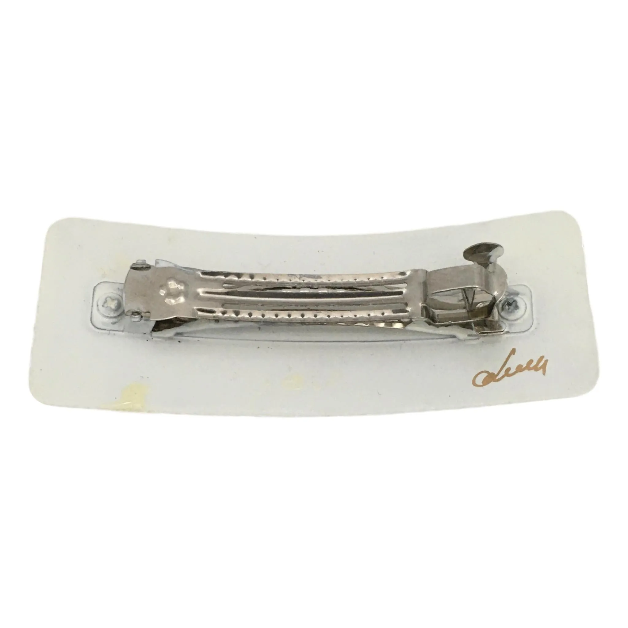 Hair Barrette White Rectangular Shape