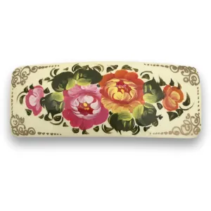 Hair Barrette White Rectangular Shape
