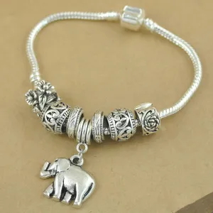 Handmade Beaded Elephant Pendant Bracelet