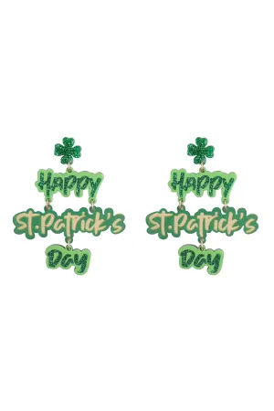 HAPPY ST.PATRICK'S DAY ACRYLIC DROP EARRINGS