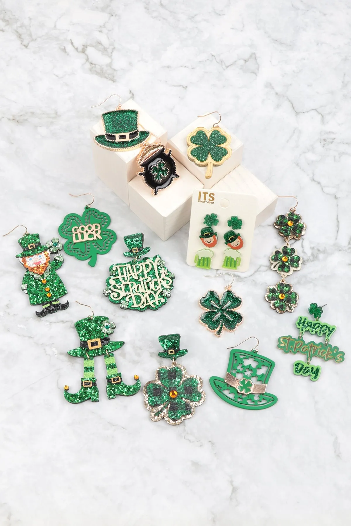 HAPPY ST.PATRICK'S DAY ACRYLIC DROP EARRINGS