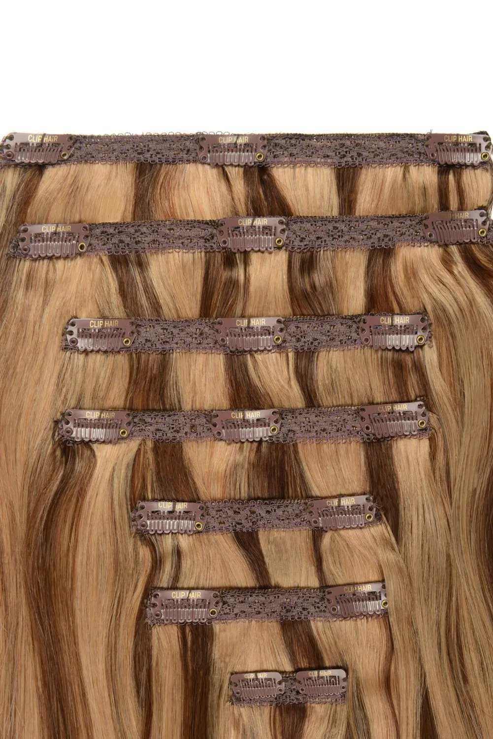 Hazelnut Brondie (#6/27) Double Wefted Full Head Clip In Hair Extensions