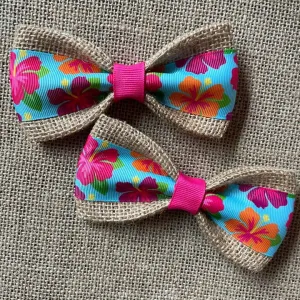 Hibiscus Flowers Dog Bow