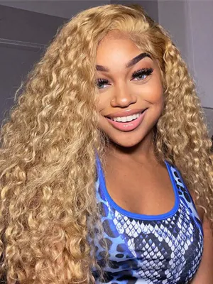 Honey Blonde #27 Colored 13X4 Lace Frontal Human Hair Wigs Water Wave Wigs For Women