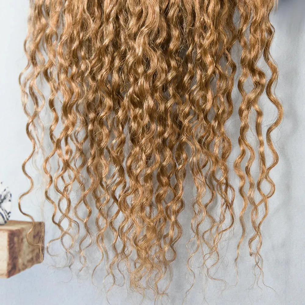 Honey Blonde Crochet Boho Box Braids with Human Hair Curls