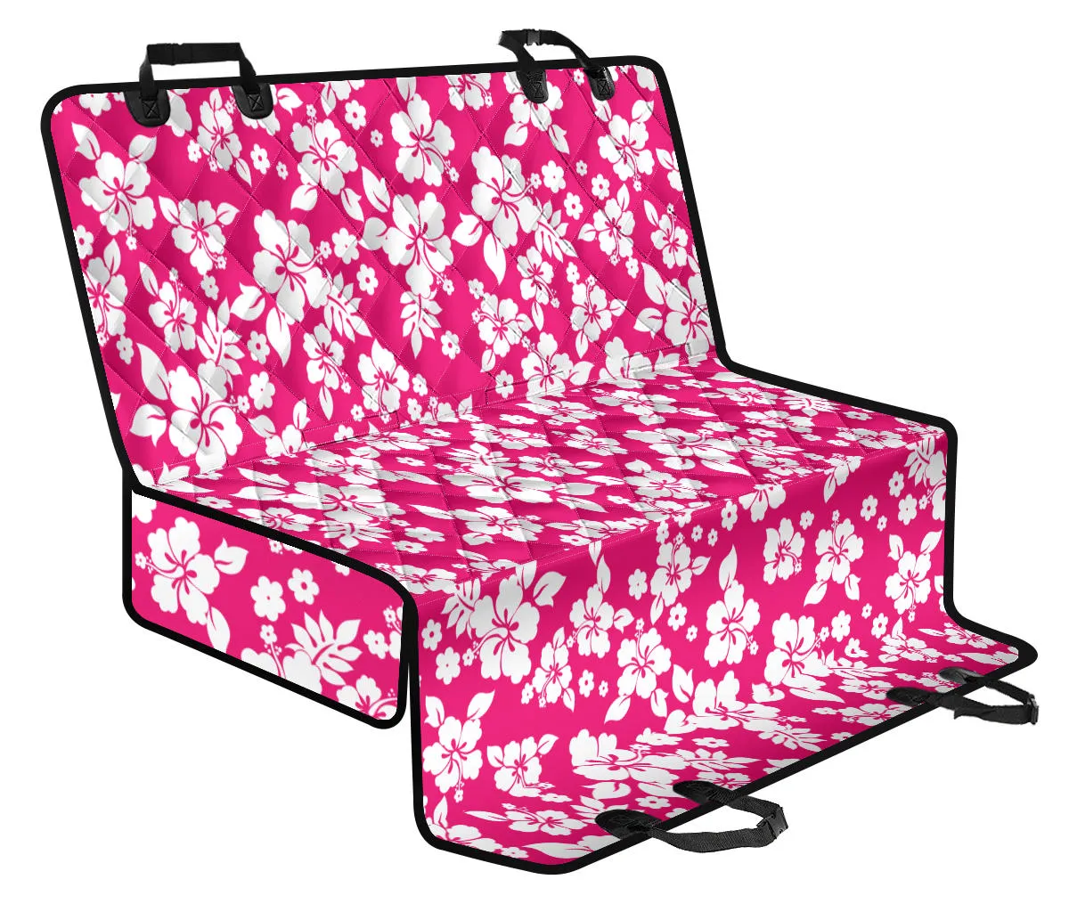 Hot Pink Hibiscus Hawaiian Back Seat Protector Cover For Pets