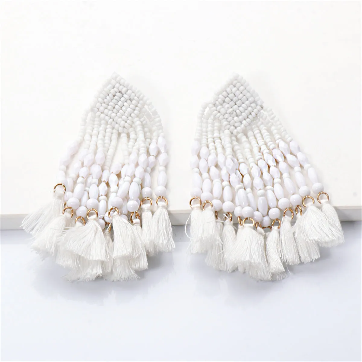 Howlite & 18K Gold-Plated Beaded Tassel Drop Earrings