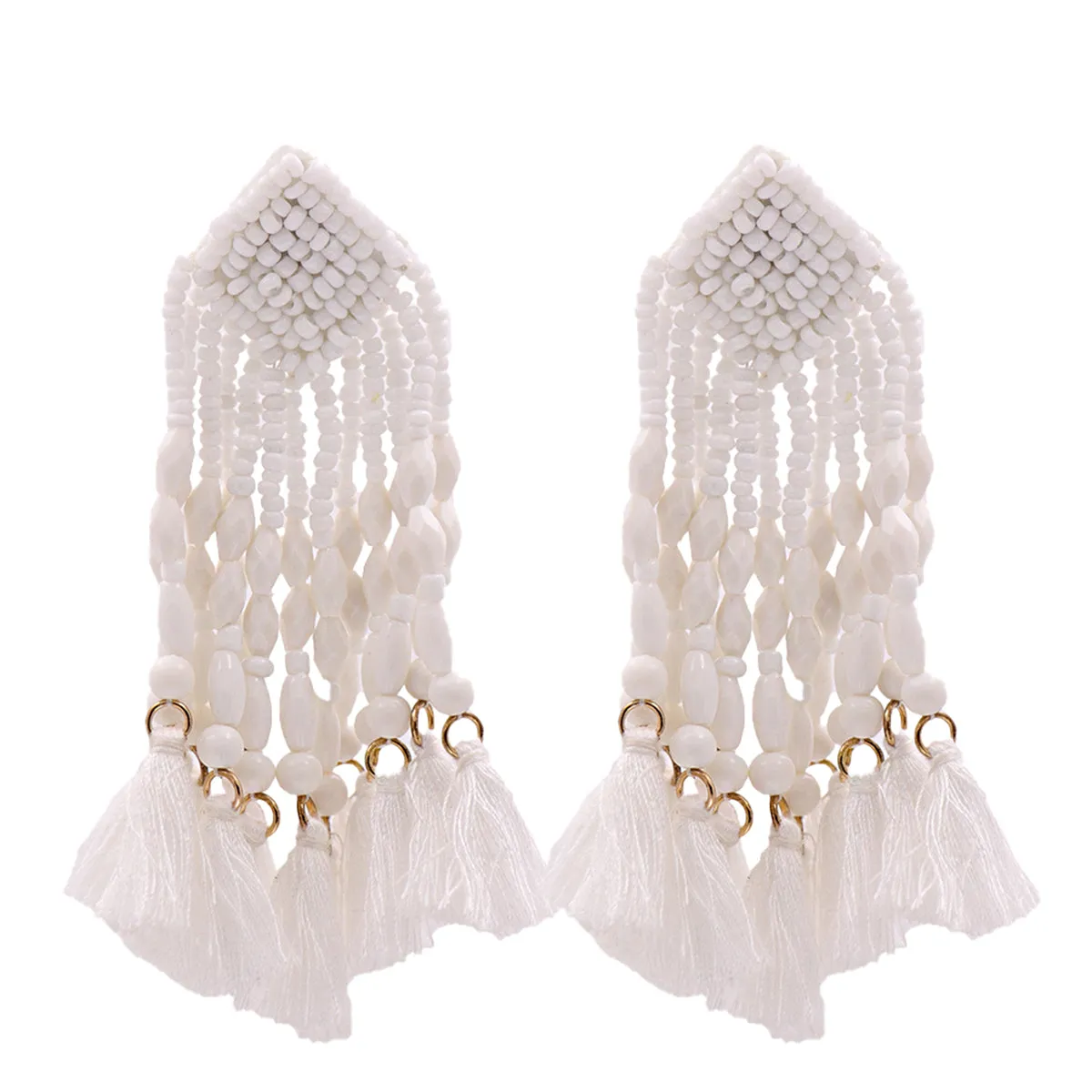 Howlite & 18K Gold-Plated Beaded Tassel Drop Earrings