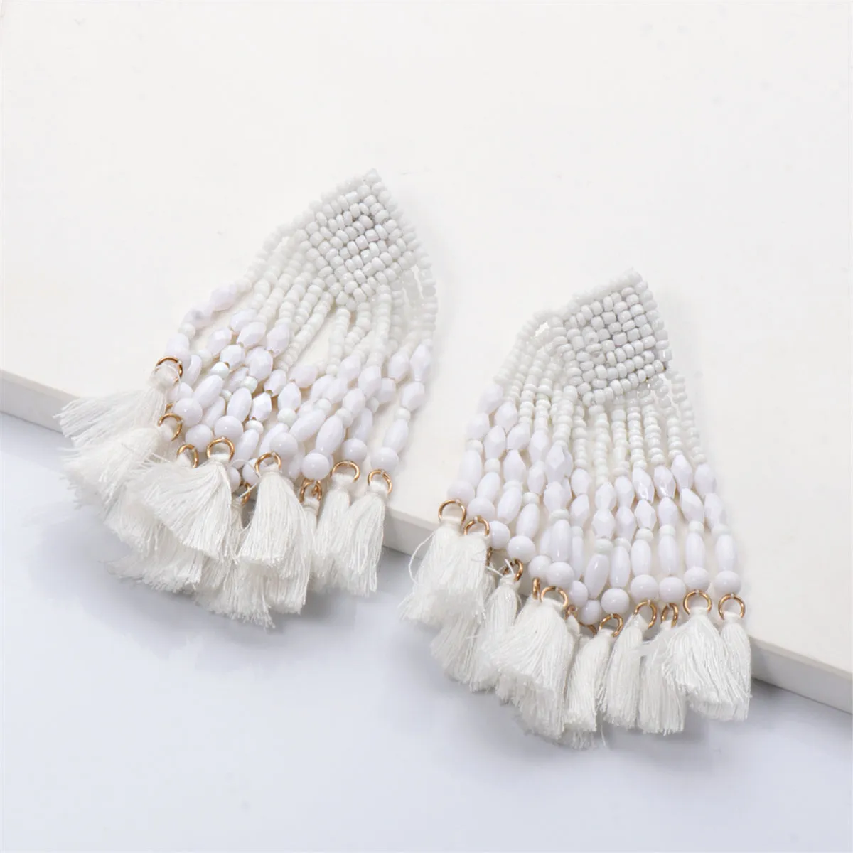 Howlite & 18K Gold-Plated Beaded Tassel Drop Earrings