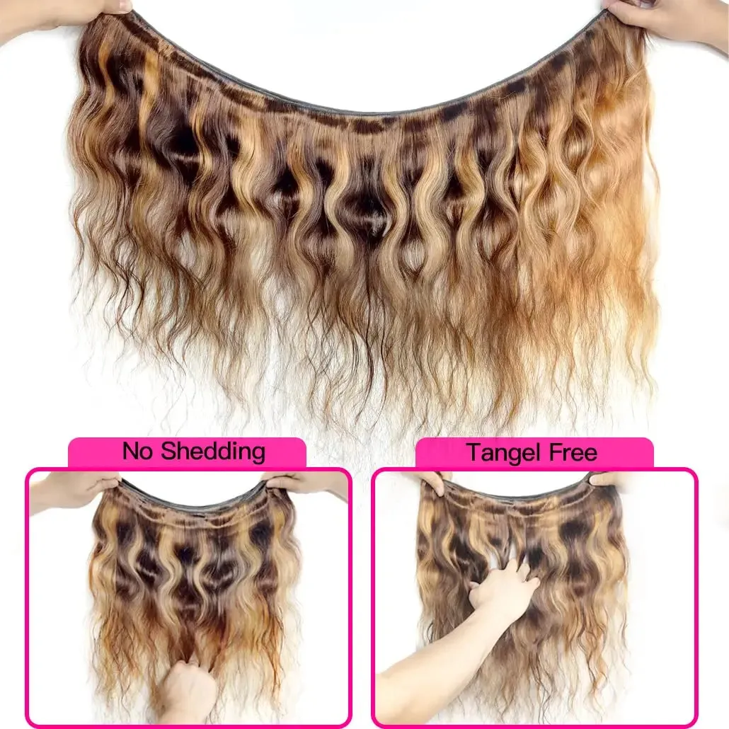 Human Hair Body Wave Ombre Blonde Hair Bundles Extensions