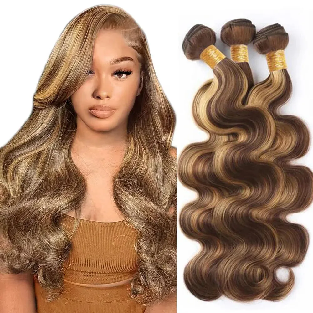 Human Hair Body Wave Ombre Blonde Hair Bundles Extensions